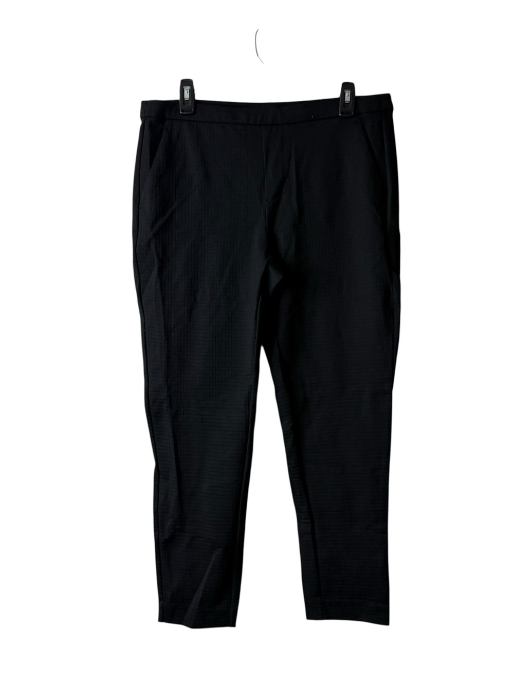 Liverpool Black Textured Grid Pull On Straight Leg Pants 12 31